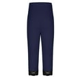 thumbnail image 5 of QATAINLAV Women's Plus Size Capris Knee Length Lace Trim Stretchy Yoga Capri Leggings 2025 Summer Elastic Waist Gym Running Fitness Legging Cropped Pants Navy XXXXL, 5 of 7