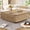 Light Brown 47" Farmhouse, variant on 47" Farmhouse Square Coffee Table with 4 Storage Drawers, Rustic Wood Center Table for Large Living Room & Sectional Sofa, Modern Floating Base Design