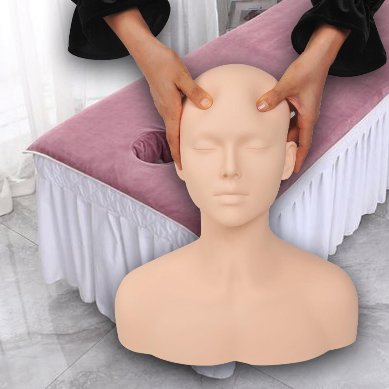 Stgfyxgs Practice Training Head Mannequin Eyelash Extensions Manikin Skin Texture Doll Model Makeup Head for Massage Beauty SPA Makeup