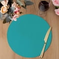 thumbnail image 3 of Pure Teal Green Round 15 Inch Placemats Set of 2, Simple Solid Color HeatResistant Non Slip Place Mats for Dining Table, Wipeable Braided Kitchen Table Mats for Housewarming, 3 of 9