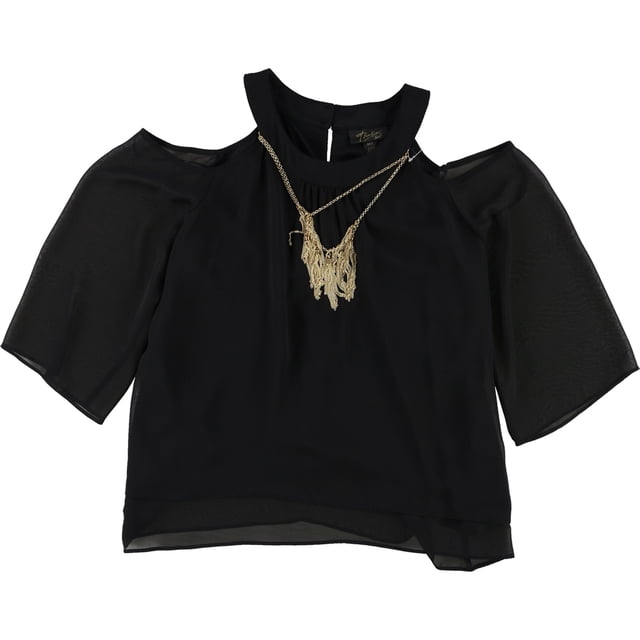 Thalia Sodi Blusa de punto con hombros descubiertos para mujer, negro, grande