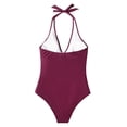thumbnail image 5 of Women's One Piece Swimsuit Tight Fitting Backless Sexy Cross Color Bikini for Pool Party Beach,Purple Pink,S, 5 of 5