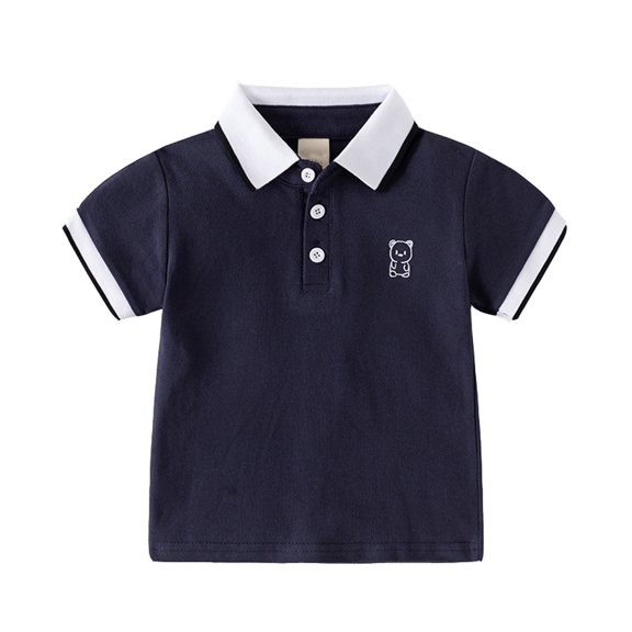 Krdevn Casual Color Block Short Sleeve Polo Shirt for Kids (Toddler, Little Boys),12-18 Months