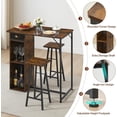 thumbnail image 3 of 3-Piece Counter Height Bar Table Set for 2, Small Rustic Dining Table with Storage Drawer and 2 Stools, Bar Kitchen Furniture for Apartment Retro, 3 of 6