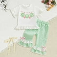 thumbnail image 2 of XZNPDUCQ Toddler Baby Boy Girls Summer Outfit Short Sleeve T Shirt Elastic Shorts Outfits Infant Beach Casual 2Pcs Gift Pajamas & Dailywear Set 3-4 Years,White, 2 of 7