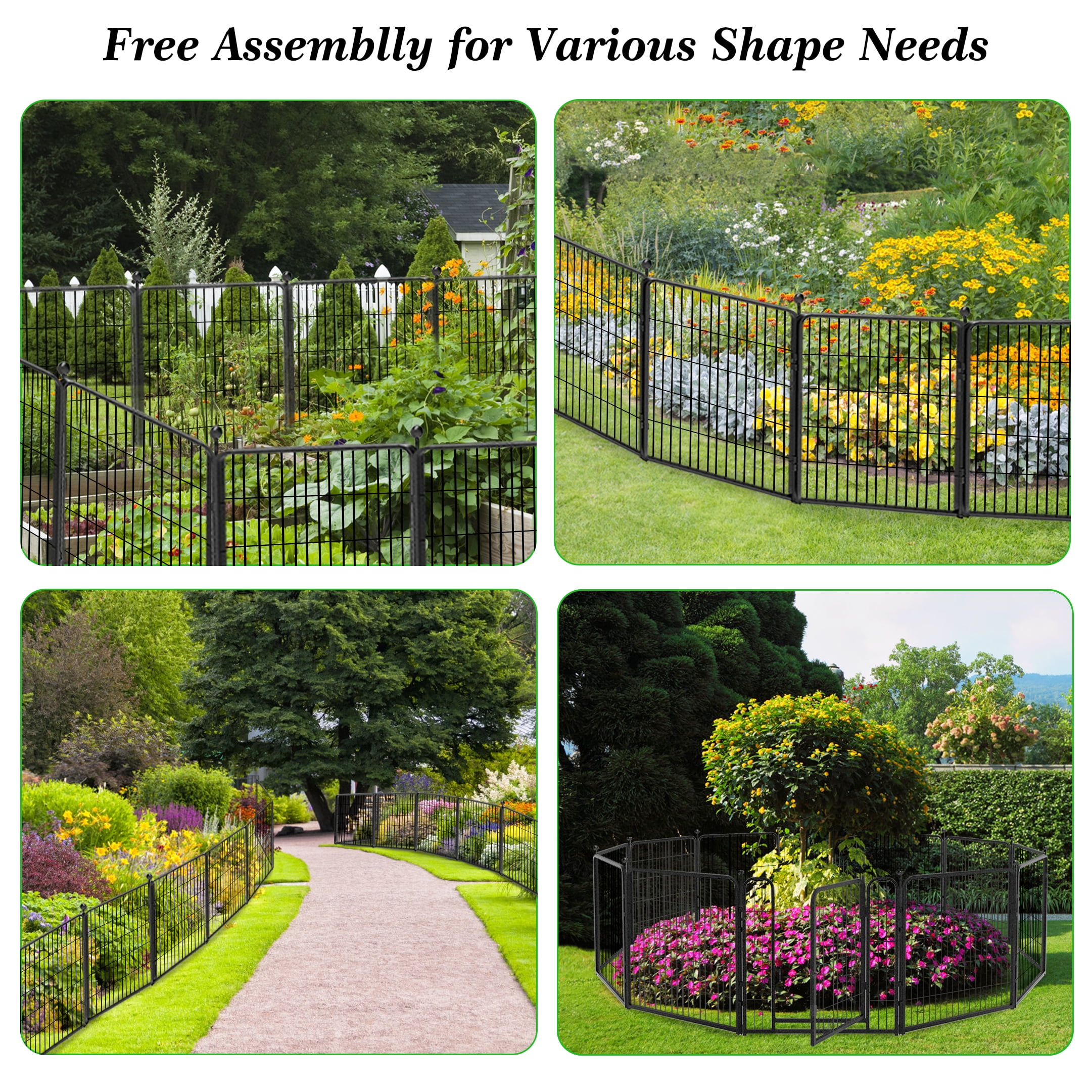 Decorative Garden Metal Fence 69ft (L)×32in(H) 30 Panels Heavy Duty Iron Wire Animal Barrier Temporary No Dig Fence Landscape Edging Privacy Fencing for Yard, Outdoor, Dog, Patio, Flower Bed