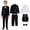 Black, variant on Boys Suit Kids 5 Piece Tuxedo Suit Set for Teen Boys Formal Dresswear Jacket, Shirt,Vest, Pants and Tie Blue 11-12 Years