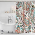thumbnail image 3 of Paisley Flower Shower Curtain, Waterproof Shower Curtains for Bathroom, Spring Watercolor Floral Leaf Plant Orange Washable Fabric Bathtub Curtain Set Bath Decor with 12 Hooks Standard 72"x72", 3 of 8