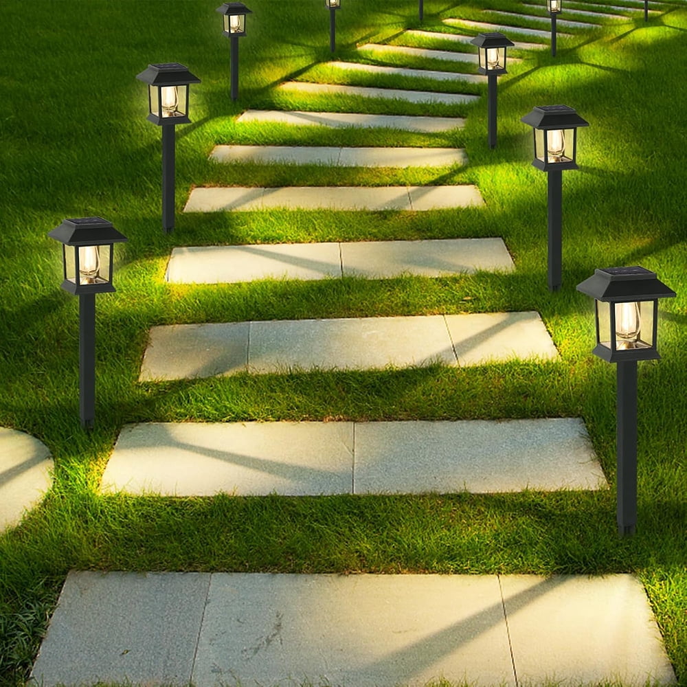 6 Pack Solar Pathway Lights Outdoor, Auto On/Off Solar Garden Lights Waterproof, Outdoor Solar Lights for Lawn Patio Walkway Driveway Decor Landscape Lighting