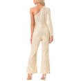thumbnail image 3 of INSPIRAR CHIC Mono de lentejuelas para mujer de un solo hombro, transparente, de piernas anchas, traje de fiesta L dorado, 3 of 5