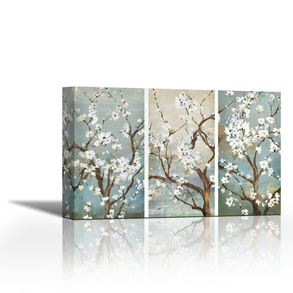 Triptych in Bloom Contemporary Fine Art Giclee on Canvas Gallery Wrap