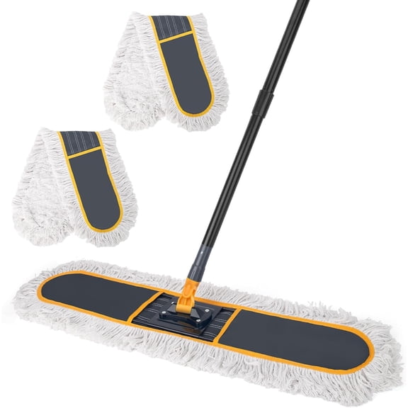 36" Commercial Dust Mops for Floor Cleaning,Industrial Heavy Duty Floor Duster with 2 Large Replacement Mop Head,Wet Dry Sweeper Broom for Hardwood,Tile,Concrete,Laminate,Garage Floors(Grey)
