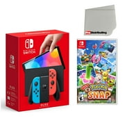 Nintendo Switch OLED Console Neon Red & Blue with New Pokemon Snap and Screen Cleaning Cloth