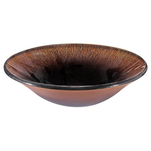 Bol d'Évier en Verre Trempé Rond - Noir & Marron