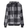 thumbnail image 5 of Women's Lightweight Plaid Shacket Fleece Lined Hooded Jacket Long Sleeve Warm Coat Casual Fall Winter Fashion, 5 of 6