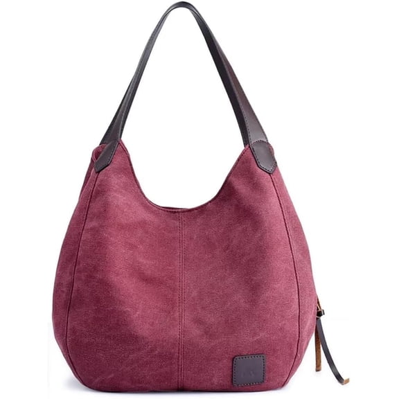 HMSHA Handbag for Women Retro Canvas Tote Bag Daily Shopper Shoulder Purse Multi-Pocket Top Handle Bag for Work Travel