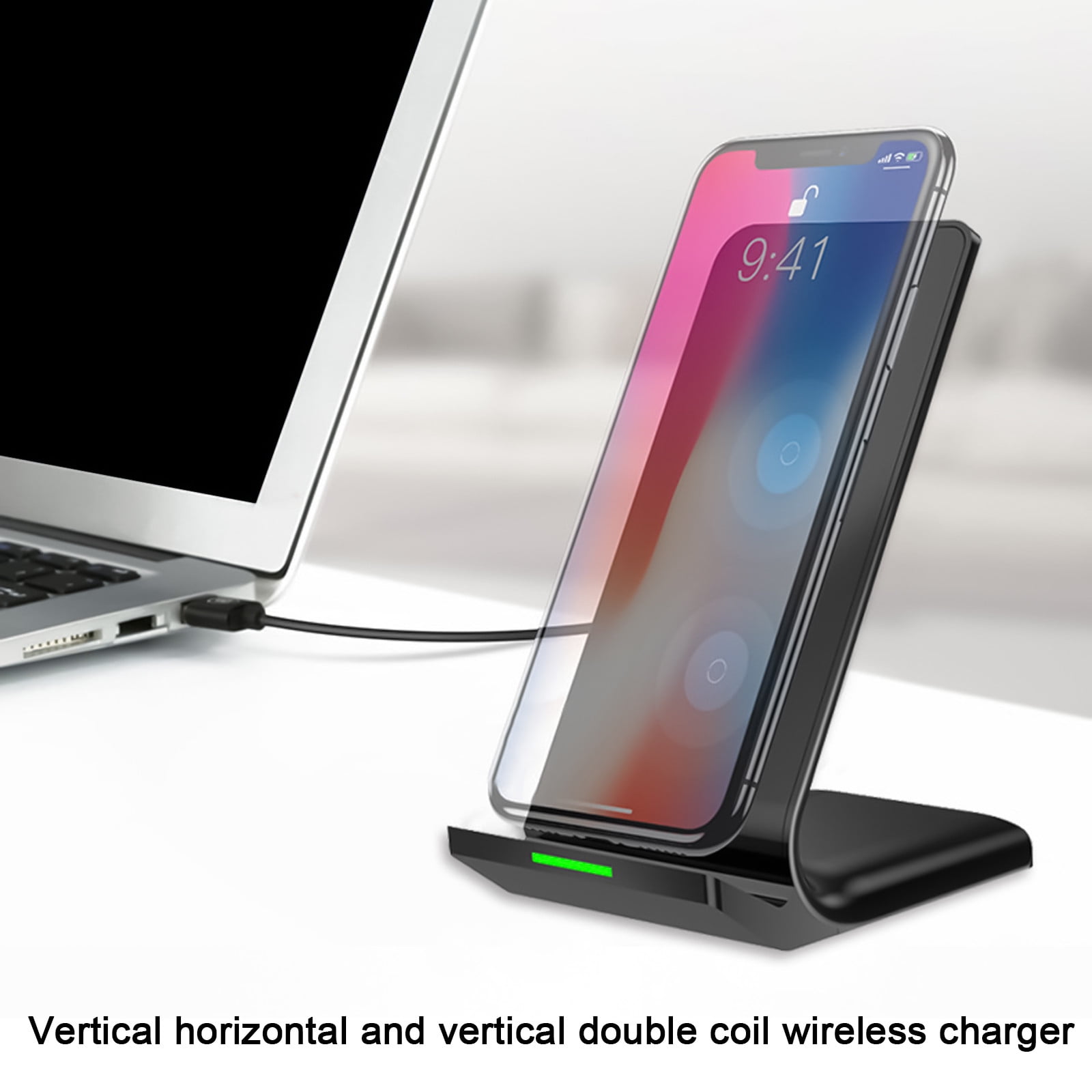 Phone Stand Fast Wireless Charger, Certified,15W Max Wireless Charging Stand, Android And IOS Super Stable Thick Case Friendly Com-patible with All Smartphones