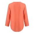 thumbnail image 4 of Blouses for Women Dressy Casual Plus Size V Neck Half Zipper T Shirt Button Roll up Sleeve Chiffon Tops Loose Plain Work Tees, 4 of 8