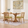 thumbnail image 6 of S-HOME Mid Century Modern Farmhouse Rattan Dining Chairs Set of 2 with Cane Upholstered Seats Natural Hardwood Frame, Olive Green, 6 of 15