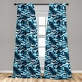 thumbnail image 5 of Ambesonne Palm Tree Curtains, Geometric Blue Shades, Pair of 28"x63", Blue Dark Blue White, 5 of 5