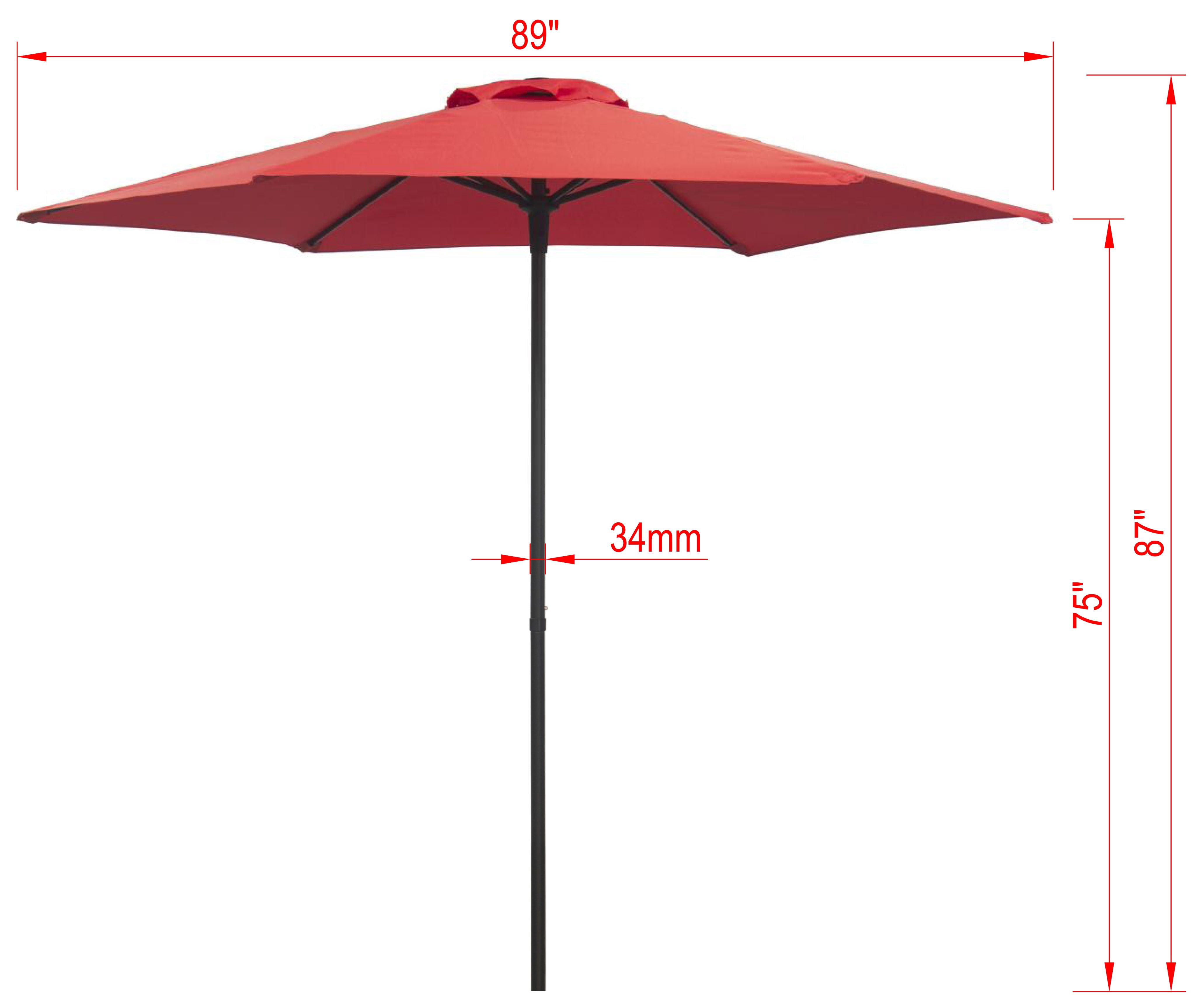 Donglin 87" Red Market Patio Umbrella, UV Resistant