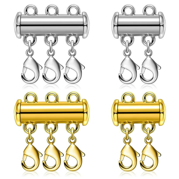 Pinkiou Layered Necklace Clasp Magnetic Slide Necklace Clasps for Layered Necklace Bracelet Connector Multi Strands Slide Tube Clasps with Storage