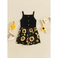 thumbnail image 2 of Bagilaanoe Toddler Baby Girl Jumpsuit Shorts Sleeveless Sunflower Print Romper Overalls 12M 18M 24M 3T 4T 5T Kids Short Pants Summer Clothes, 2 of 7