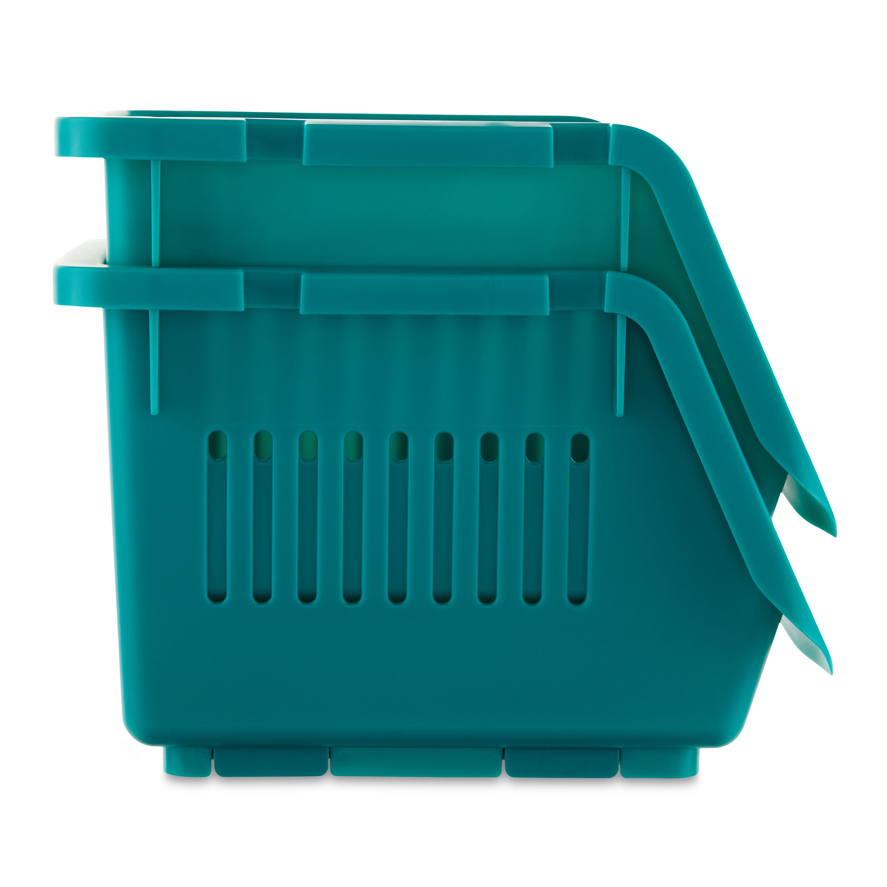 Pen + Gear Stackable Polypropylene, Plastic Storage Bins, Emerald, 2 Count, All Ages