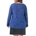 thumbnail image 3 of Agnes Orinda Plus Size Sheer Mesh Tops See Through Long Sleeve Crew Neck Tops Tee Blouse Clubwear 2X Dark Blue, 3 of 6
