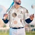 thumbnail image 5 of Zufioo Rabbit In Space Print Men's Baseball Short Sleeve, Moisture Wicking Button-Down Hip Hop Tee-Large, 5 of 7