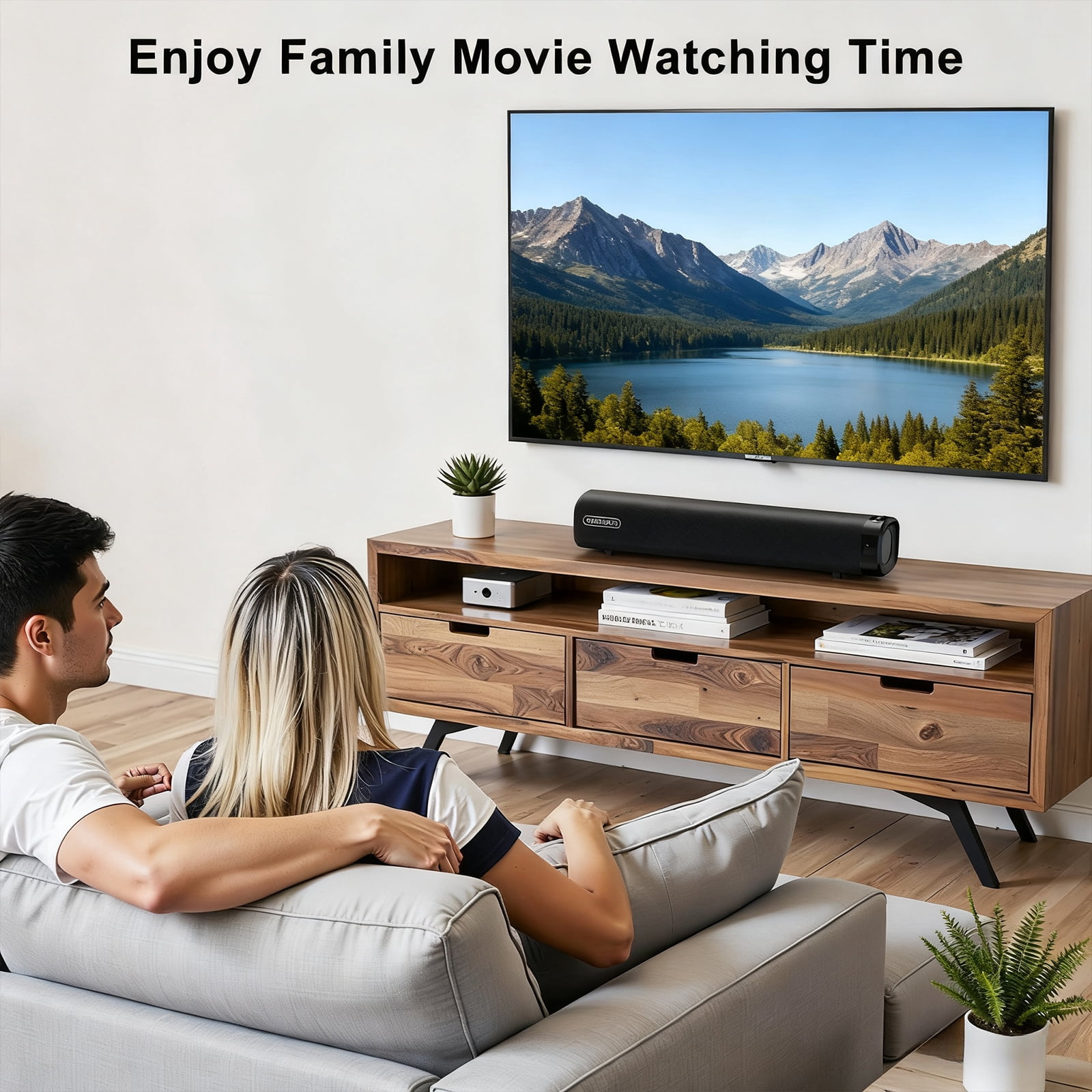 TOPVISION Sound Bar for TV, 50W Bluetooth 5.4 Soundbar with Subwoofer, 3D Surround Sound System with Optical/AUX/RCA/USB