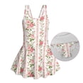 thumbnail image 6 of COEQINE Girls Tank One Piece Swimsuit with Flowy Skirt & Built-In Brief, U-Neck & V-Shaped Back Bathing Suit, Playful Swim Dress for Girls 12-13 Years, Pink Floral Stripe, 6 of 8
