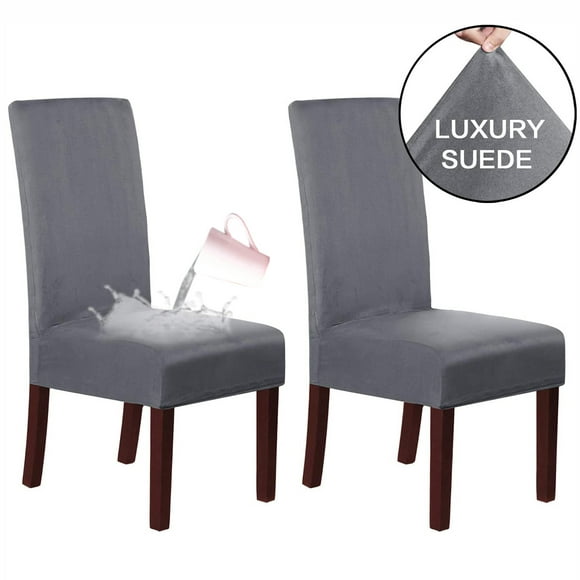 2pcs Elegant Chair Covers Dining Chair Seat Covers, Waterproof Fit Stretch Soft Micro Suede Dining Chair Protective Cover Washable Slipcover For Home Hotel Banquet Wedding Ceremony
