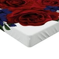 thumbnail image 2 of Ambesonne Rose Fitted Sheet 2 Pcs Set, Red Bloom Gentle Florets, King, Hunter Green Violet Blue, 2 of 3