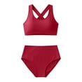 thumbnail image 5 of Swimsuit for Women Two Piece Bathing Suits Two Piece Solid Color Back Tankini Swimsuit Bikini Bathing With Adjustable Ties, 5 of 5
