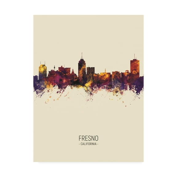 Trademark Fine Art 'Fresno California Skyline Portrait III' Canvas Art by Michael Tompsett
