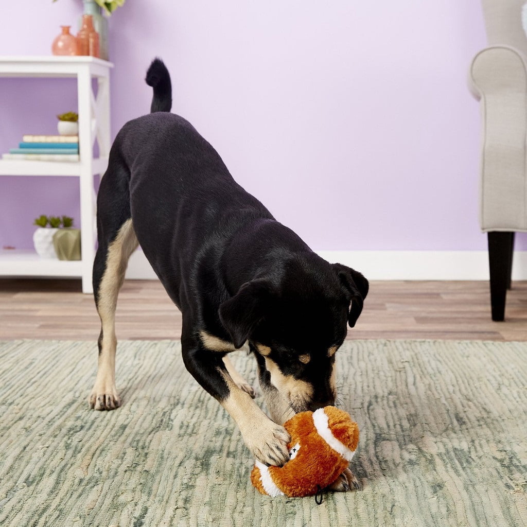 Dog Toys 6" Brown Plush Football Soft Stuffed Sport Ball Fetch Play with Squeaker Choose Quantity (2 Balls)