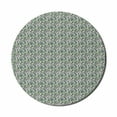 thumbnail image 1 of Flower Mouse Pad for Computers, Ornate Retro Style Blossoms in Different Colors with Green Leaves Pattern, Round Non-Slip Thick Rubber Modern Gaming Mousepad, 8" Round, Multicolor, by Ambesonne, 1 of 2
