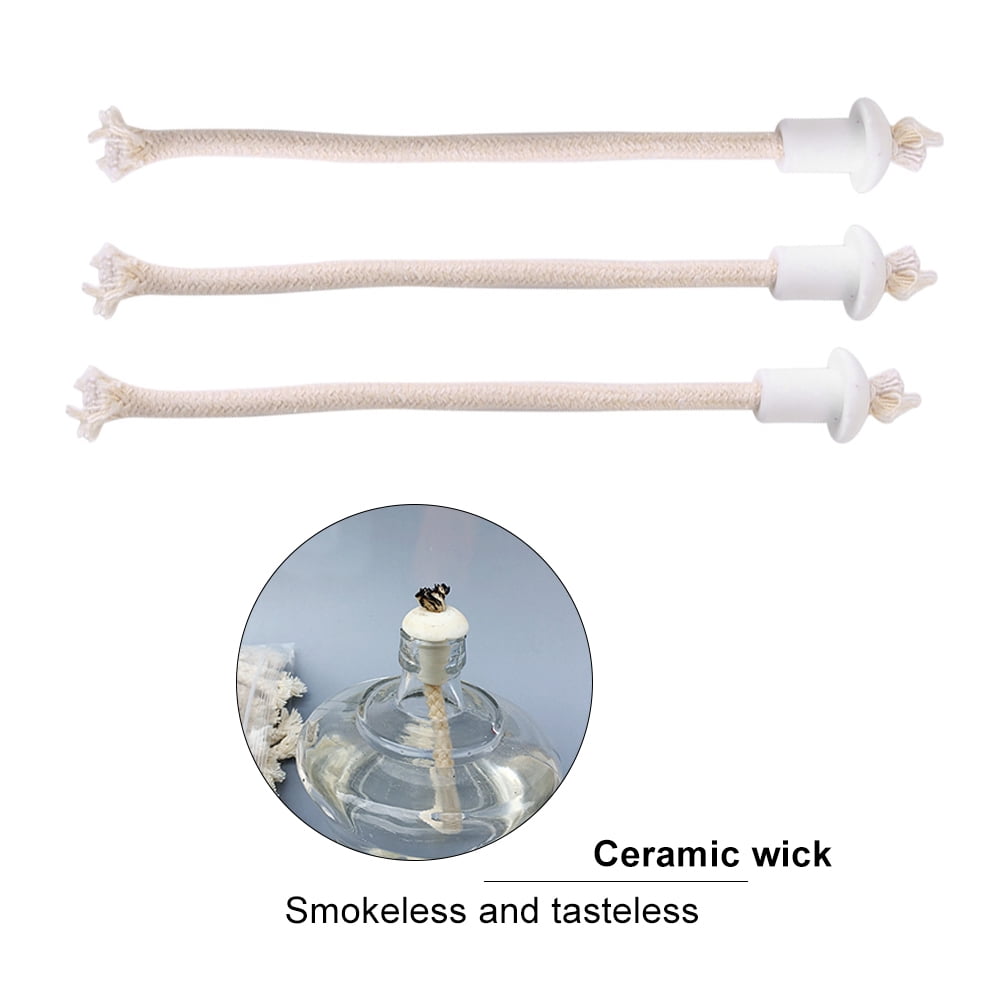 Wick Lamp 7Pcs Ceramic Holders Torch Wine Bottle Oil Candle Lamp Fiber Glass