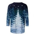 thumbnail image 4 of Christmas T Shirts For Women Crew Neck 3/4 Sleeve Print Pullover Tops Plus Size Loose Funny Graphic Xmas Holiday Blouse (3XL, Blue), 4 of 5
