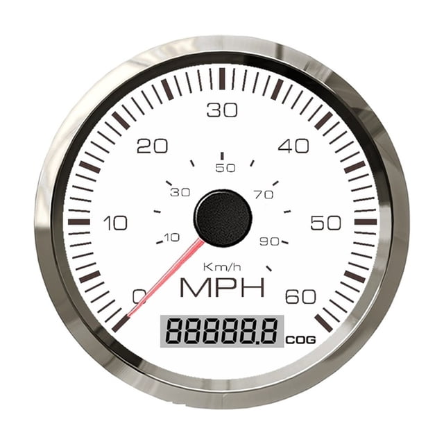 Universal 35 MPH 60 MPH 80 MPH GPS Compteur de Vitesse Direction Numérique 85mm Style Britannique Rétroéclairage Rouge Jaune pour Voiture Bateau, Compatibilité Universelle