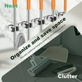 thumbnail image 4 of 5Pcs Mop Broom Holder 304 Stainless Steel Broom and Mop Hanger with 5 Rack and 4 Hook Wall Mounted Mop Broom Rack Organizer Adhesive/Screw Mounting Mop and Broom Gripper for Bathroom, 4 of 10