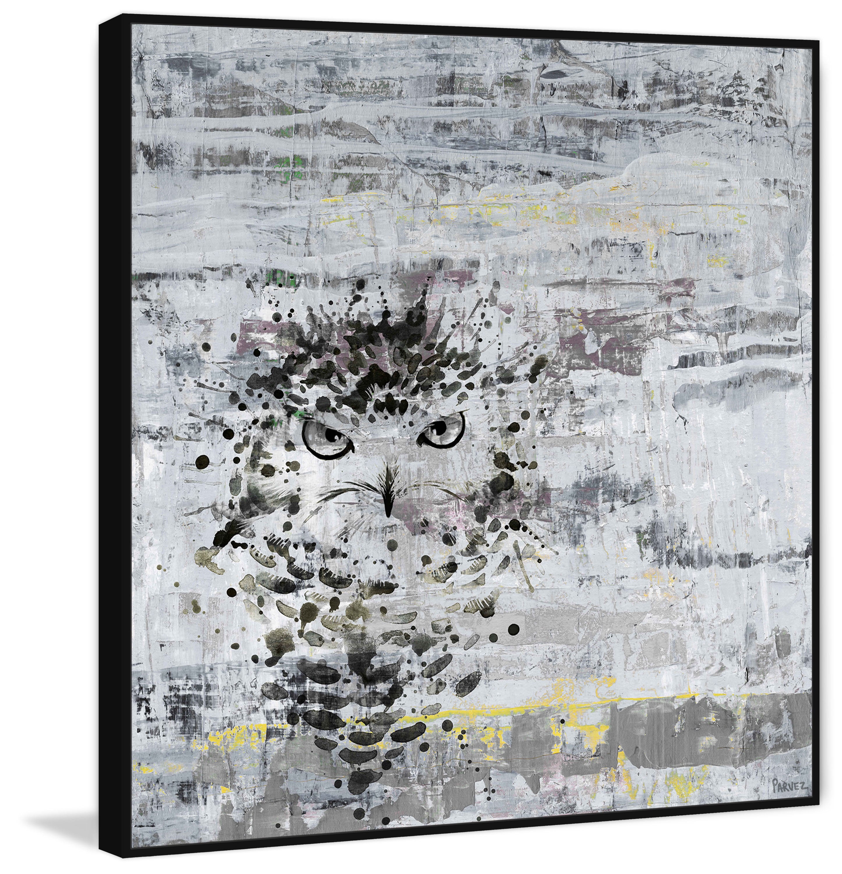 "Angry Owl" Floater Framed Painting Print on Canvas
