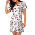 thumbnail image 2 of Balery Rose Flowers Camisón de manga corta con cuello redondo para mujer, cómodo y elegante., 2 of 6