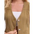 thumbnail image 5 of DARING DIVA Women's V Neck Patch Pockets Button Down Sleeveless Jacket M Light Brown, 5 of 6