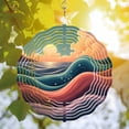 thumbnail image 2 of 3D Metal Hanging Wind Spinners - Serene Landscape & Vibrant Sky Design for Yard & Garden Decor - Unique Wind Chimes with Concentric Circles, 2 of 6