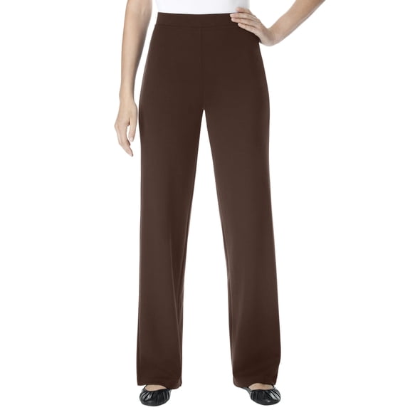 Woman Within Plus Size Tall Stretch Ponte Knit Pull-On Wide-Leg Pants
