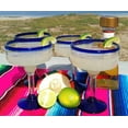 thumbnail image 4 of Dos Sueos Mexican Hand Blown Glass - Set of 4 Hand Blown Margarita Glasses - Cobalt Blue Rim (16 oz), 4 of 5