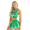 thumbnail image 4 of Aislor Haut Court de Cheerleader pour Femmes avec Mini Jupe Plissée Ensemble Uniforme de Cheerleading Vert TG, 4 of 7