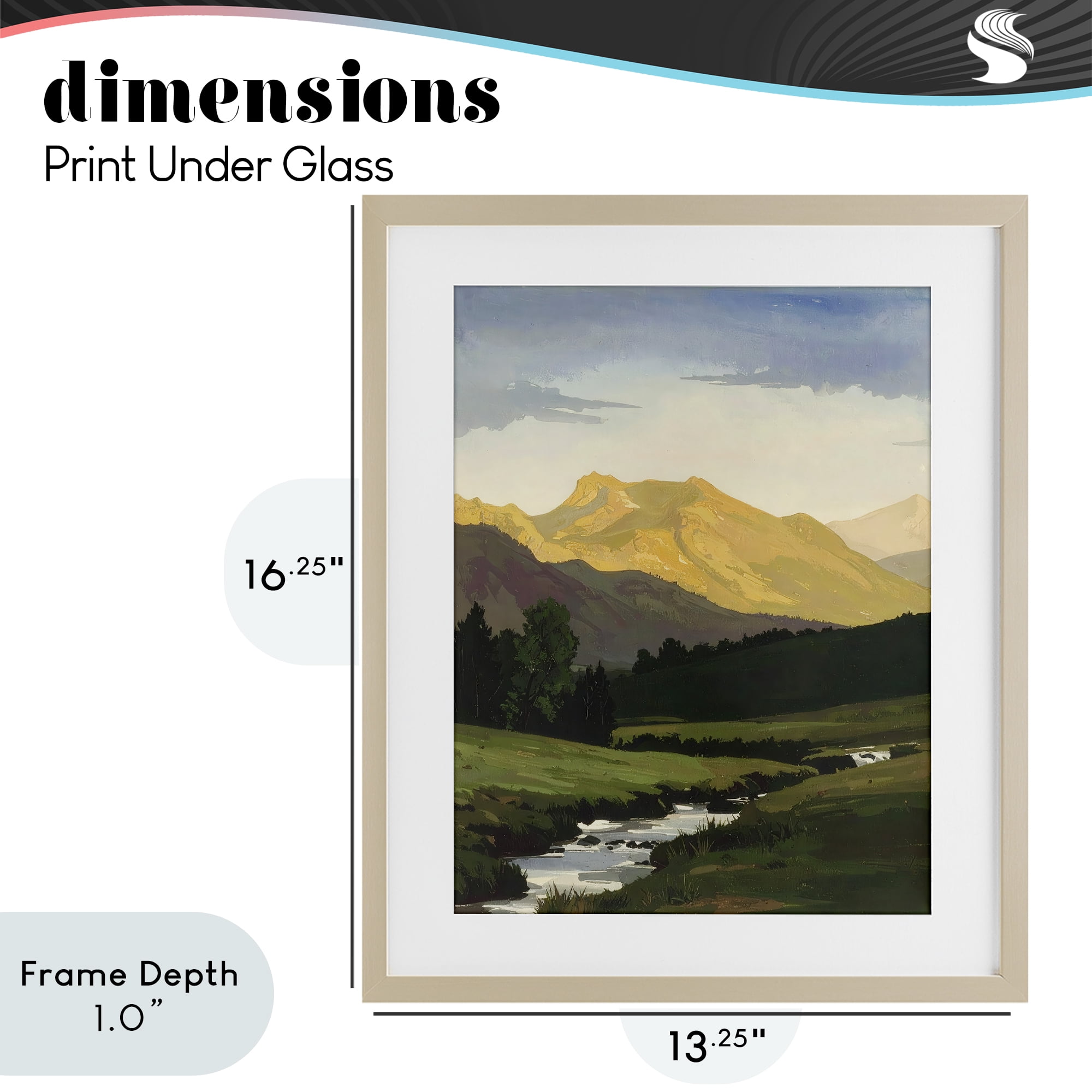 Stupell Industries Mountain Across The Valley Birch Framed Print Under Glass, design by Alonza Saunders